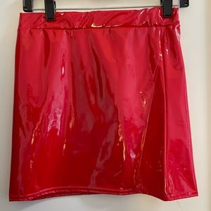 Faux latex mini skirt